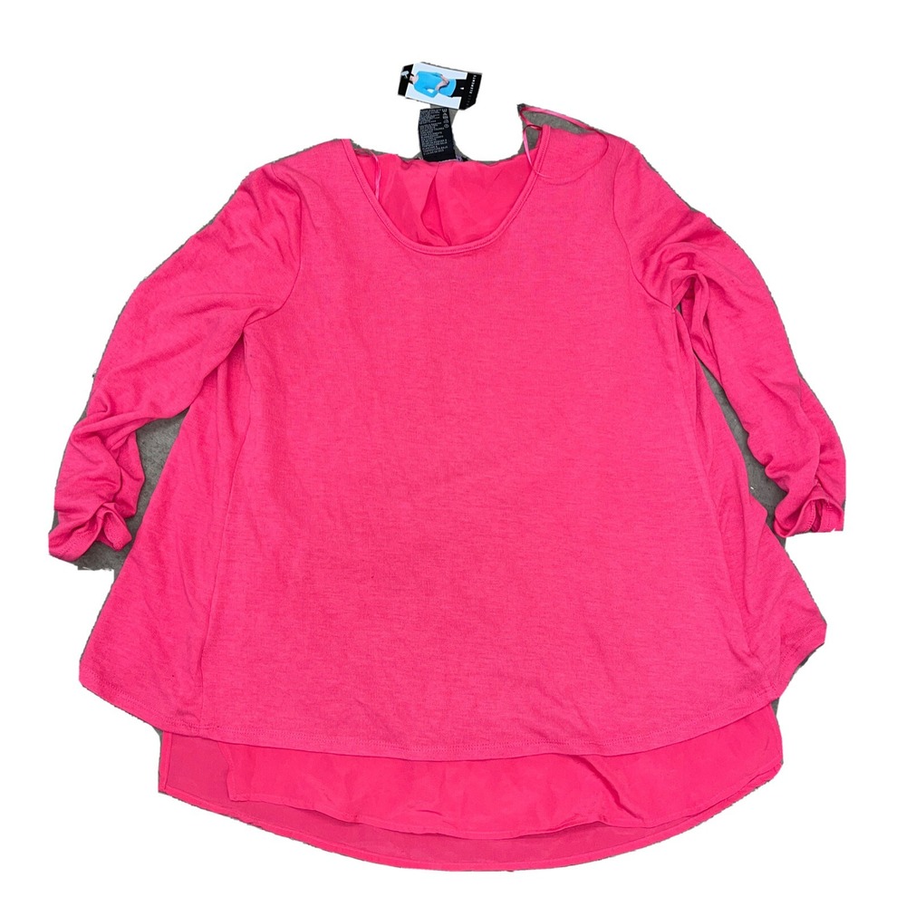 NWT Grace Elements 3/4 Sleeve Top Rose Tropical Small